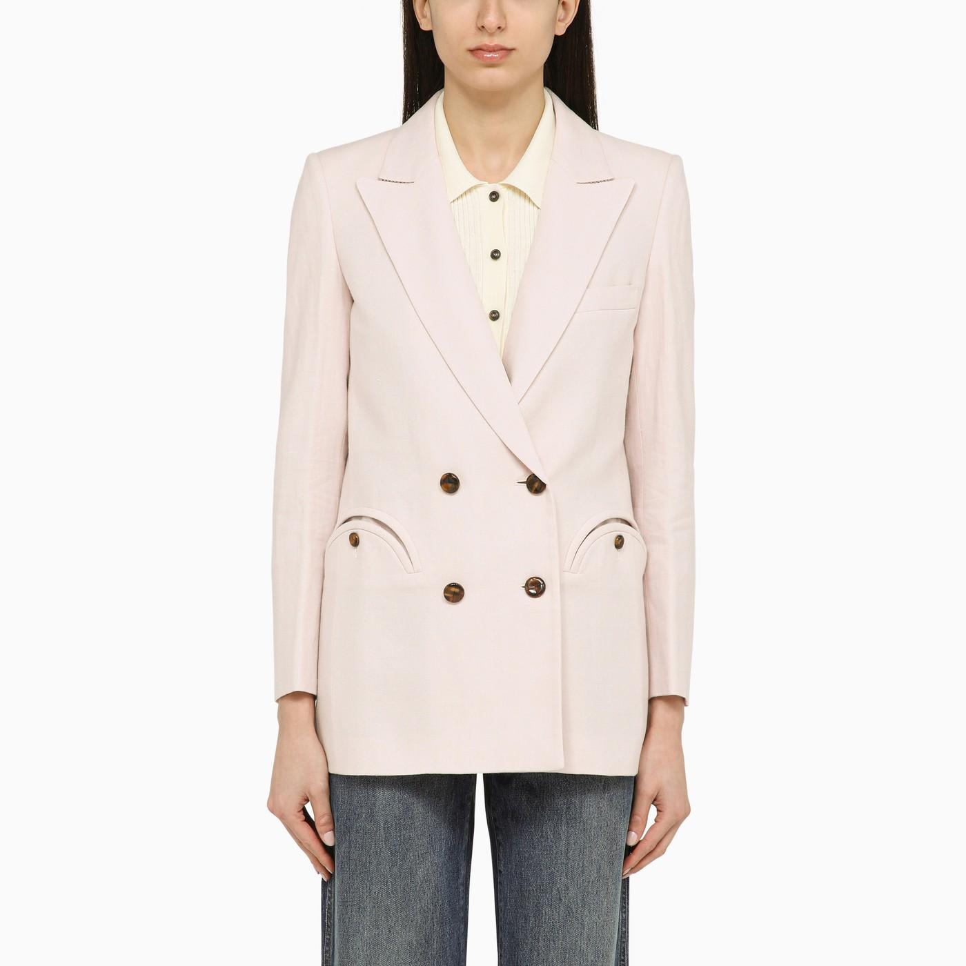 Shop Blazé Milano Midday Sun Wisteria-coloured Linen Jacket In Pink