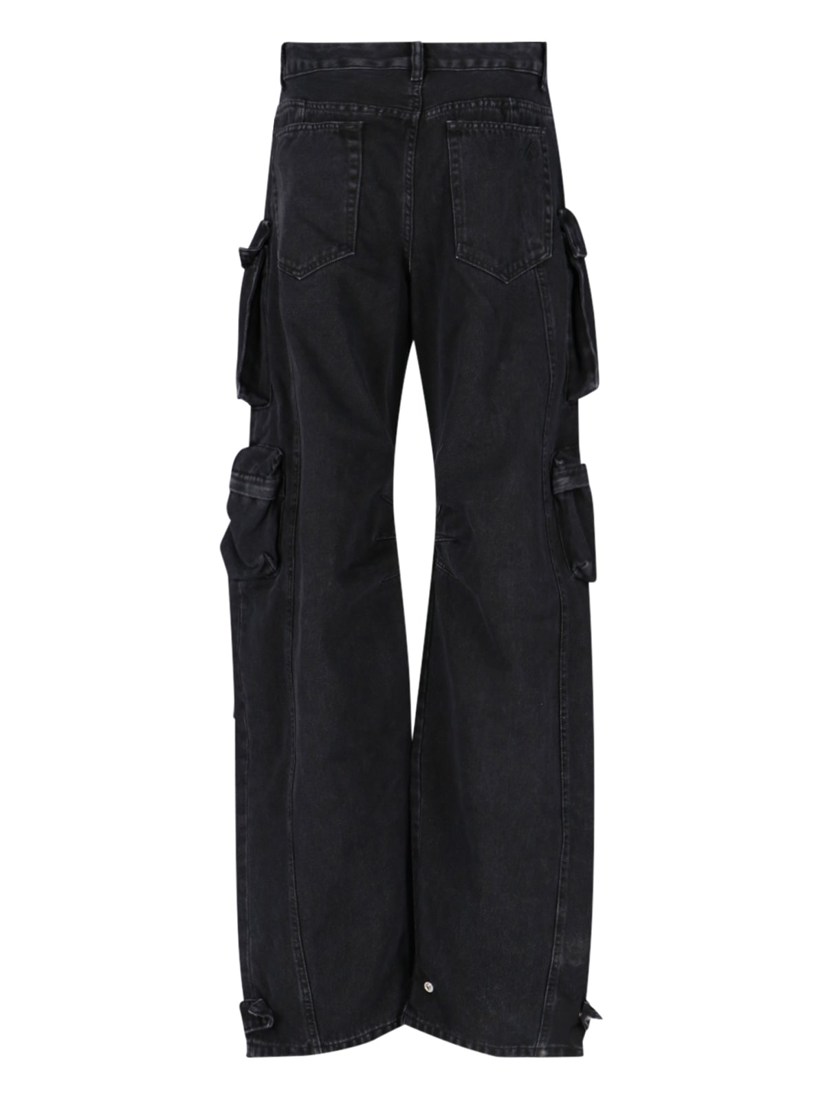 Shop Attico Oversized Cargo Jeans In Black