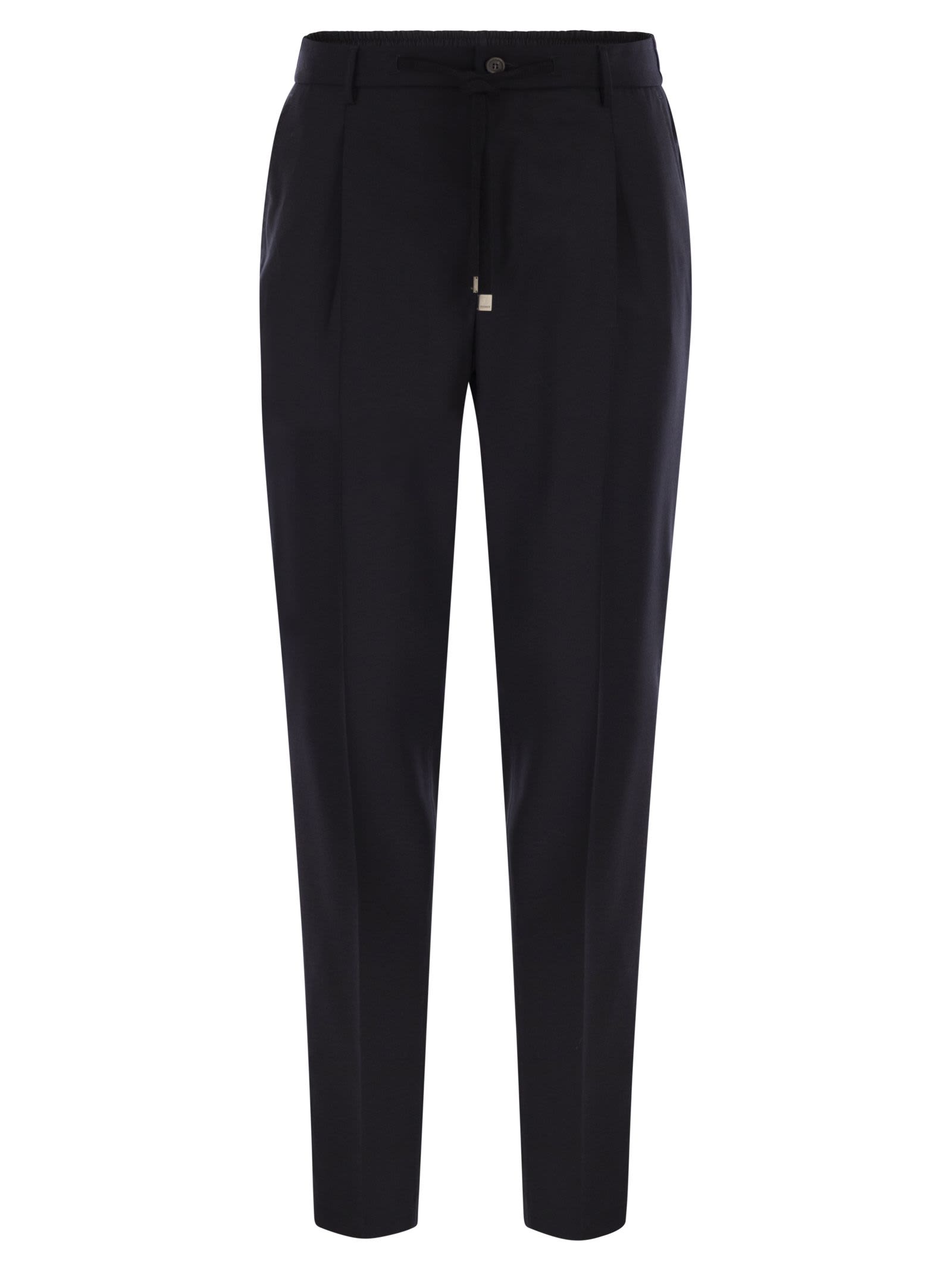 Peserico Virgin Wool Trousers In Black