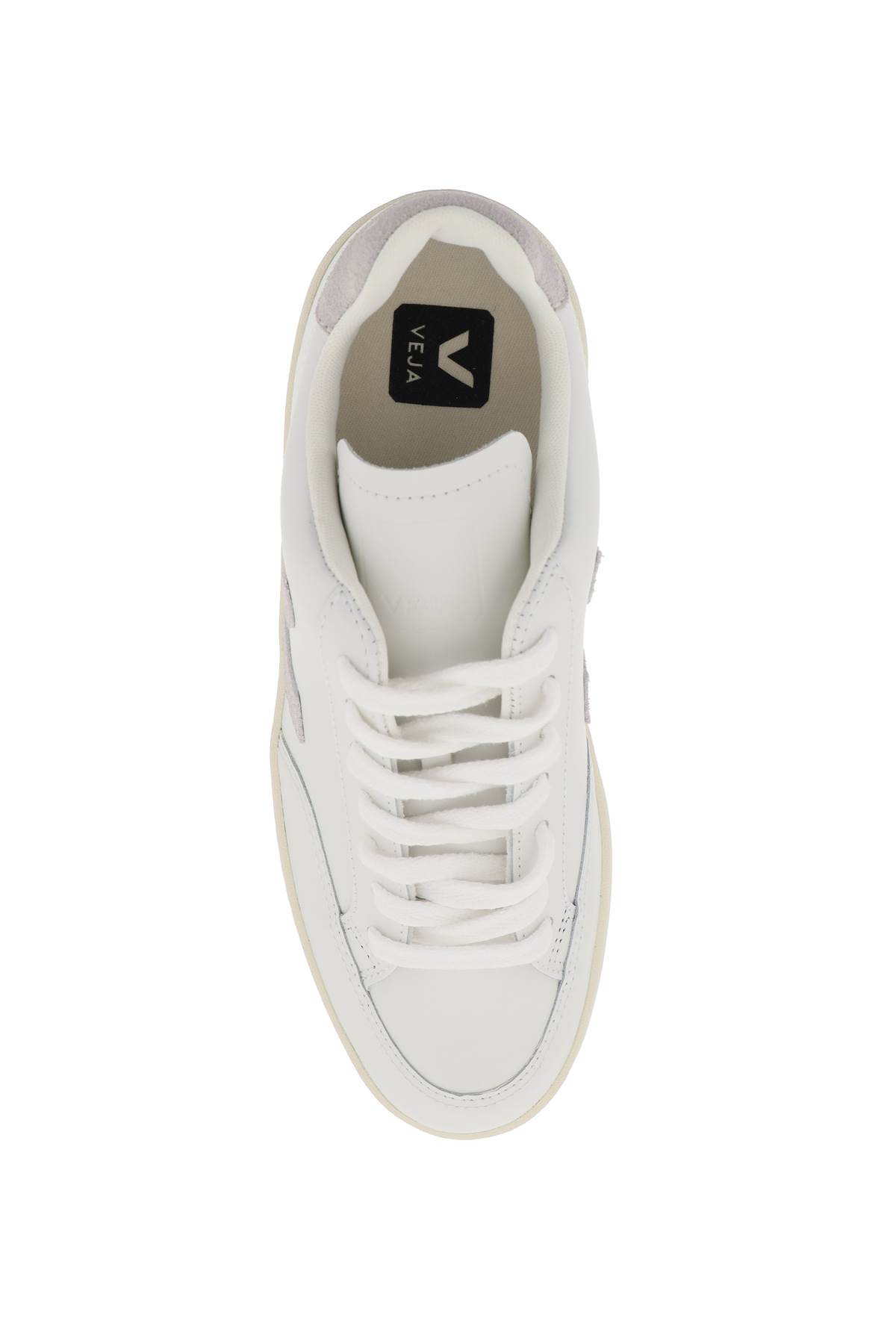 Shop Veja Leather V-12 Sneakers In Extra White Light Grey (white)
