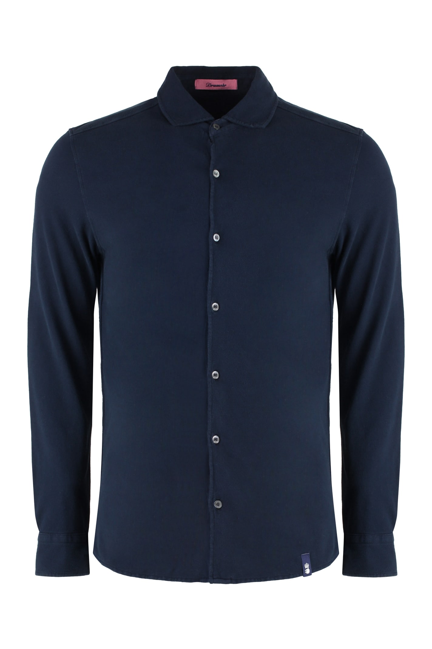 Drumohr Cotton Piqué Shirt In Blue