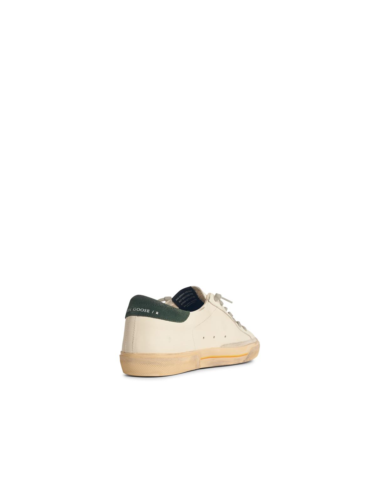 Golden Goose Super-star Skate In White Leather With Green Suede Heel In White