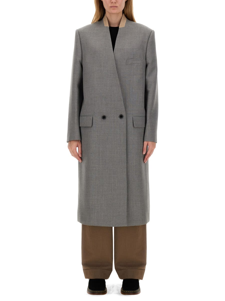 Shop Moschino Wool Coat In Grey