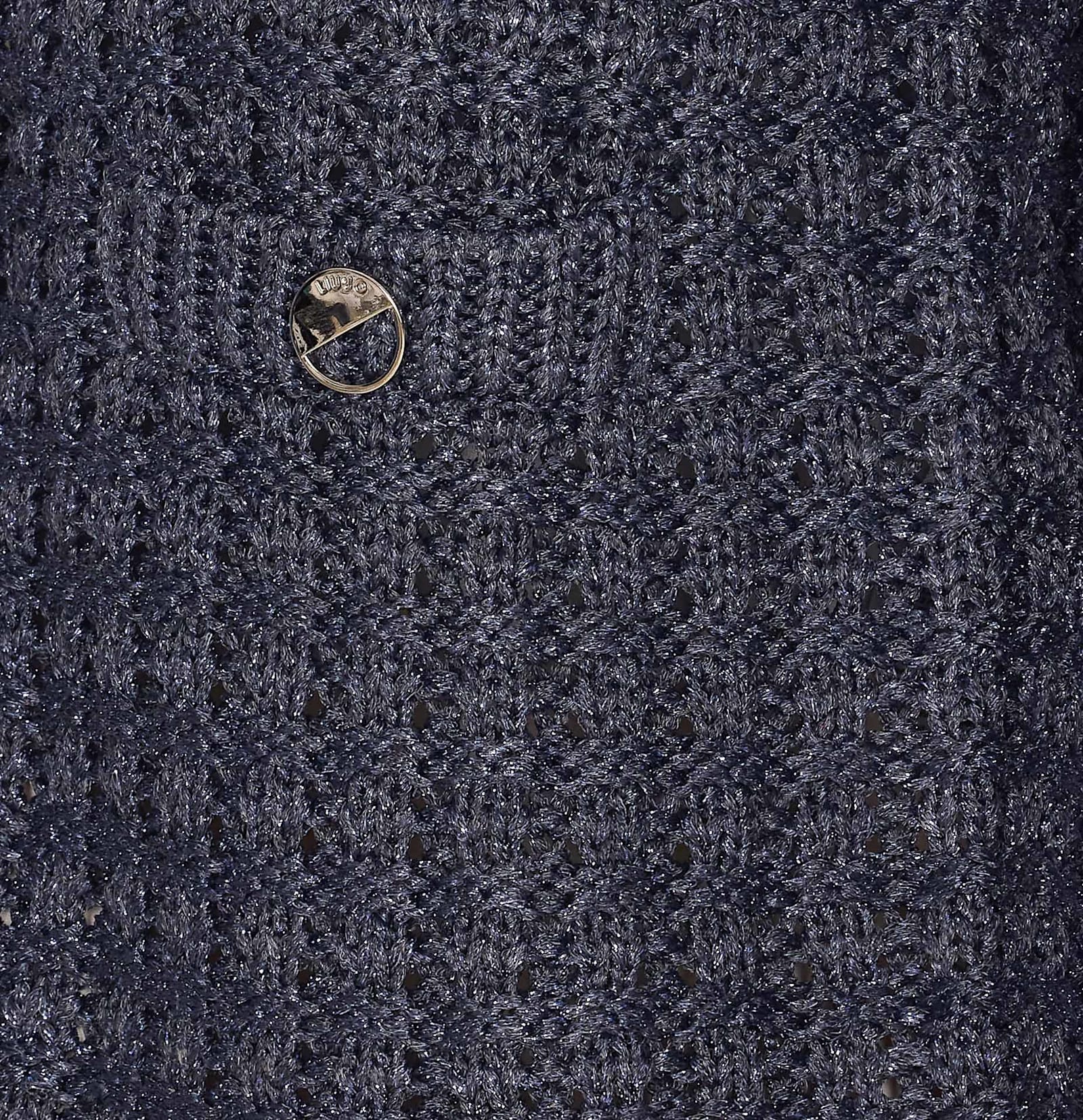 Liu •jo Crewneck Knitted Jacket Frontal Pockets In Blue