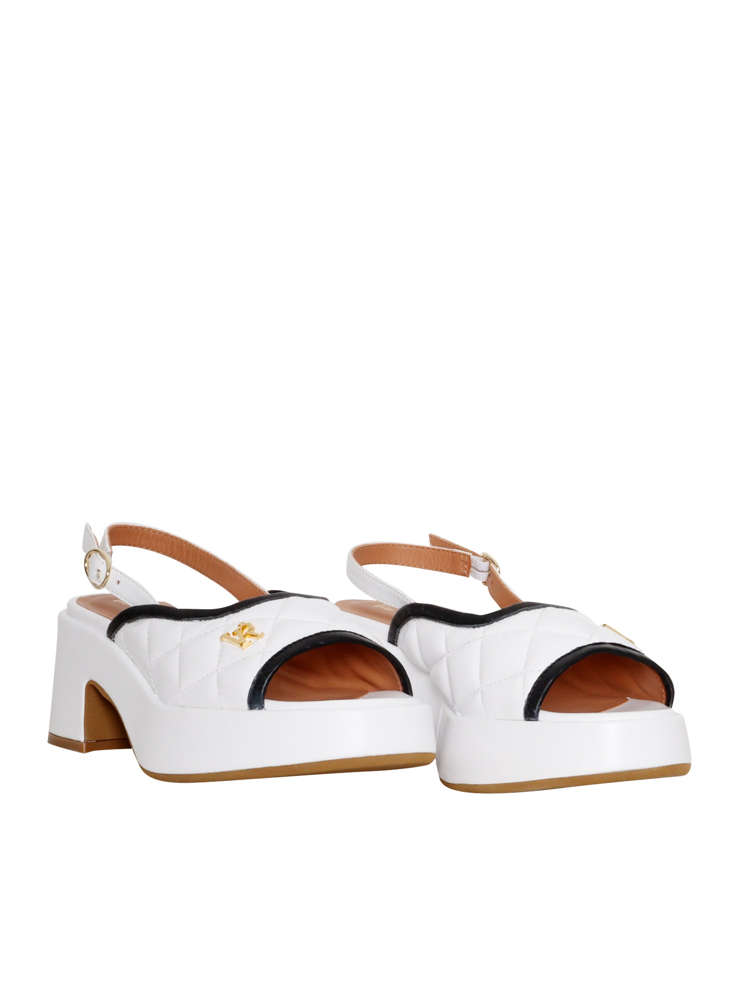 Shop Via Roma 15 White Leather Sandals