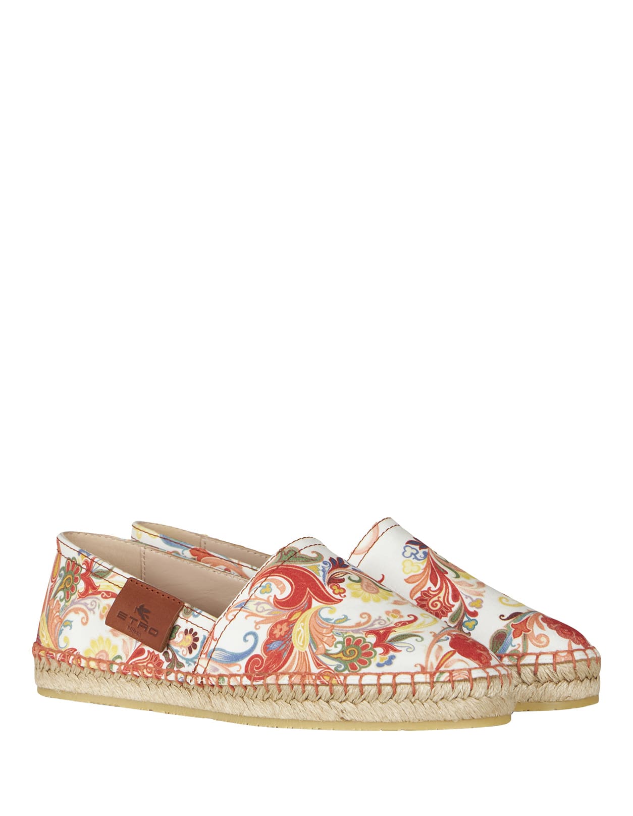 Shop Etro Printed Cotton Espadrilles In White