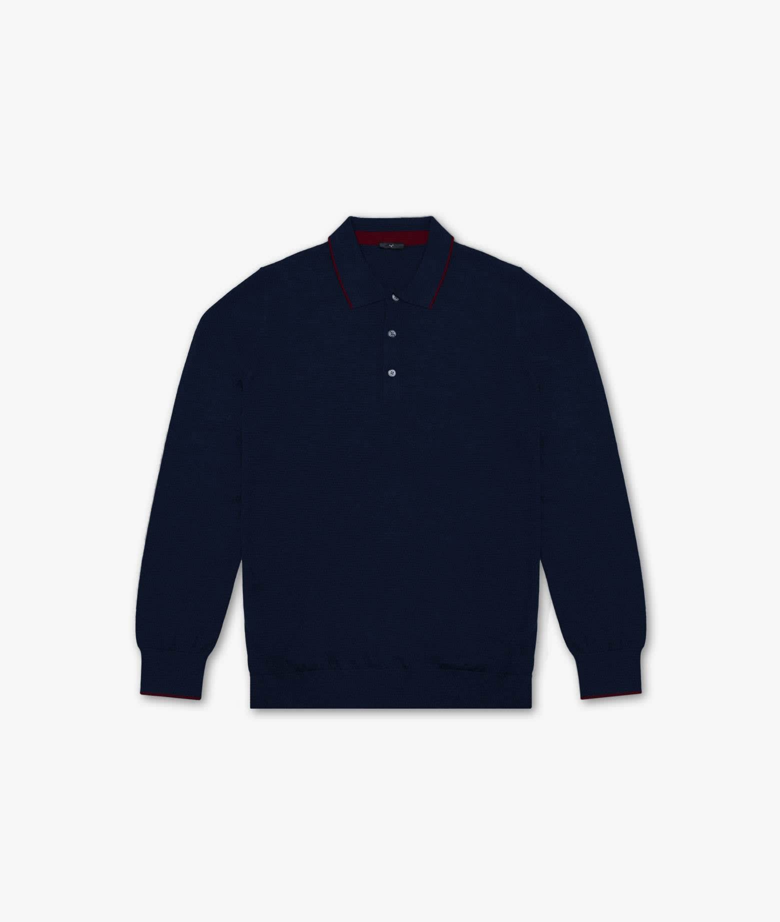 Larusmiani Long Sleeve Polo Shirt Polo Shirt In Blue