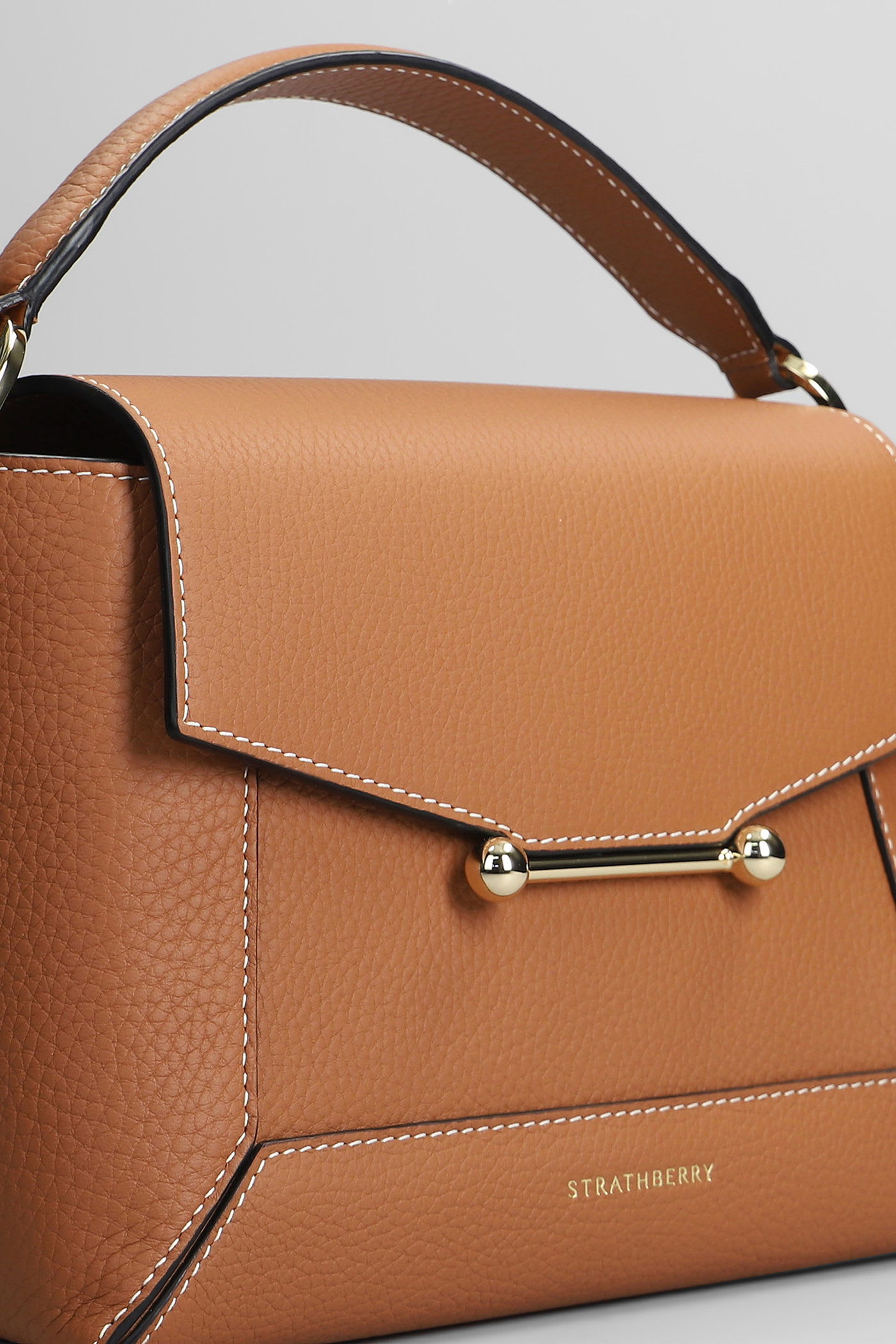 Strathberry Mosaic Shoulder Bag In Beige Leather In Sand