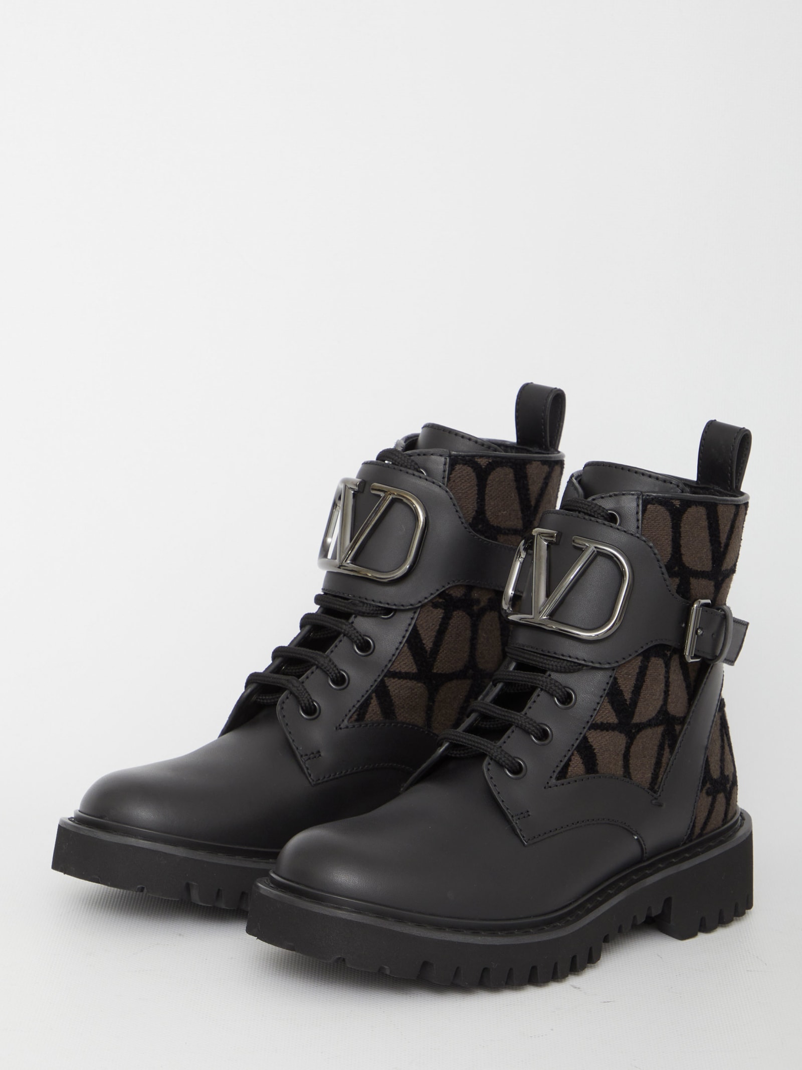 Shop Valentino Vlogo Signature Combat Boots In Black