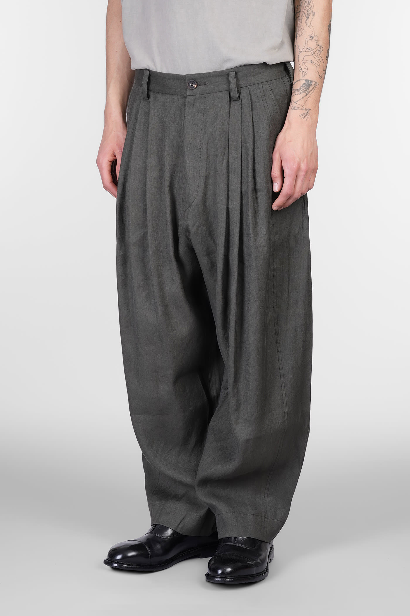 Ziggy Chen Pants In Green Chanvre