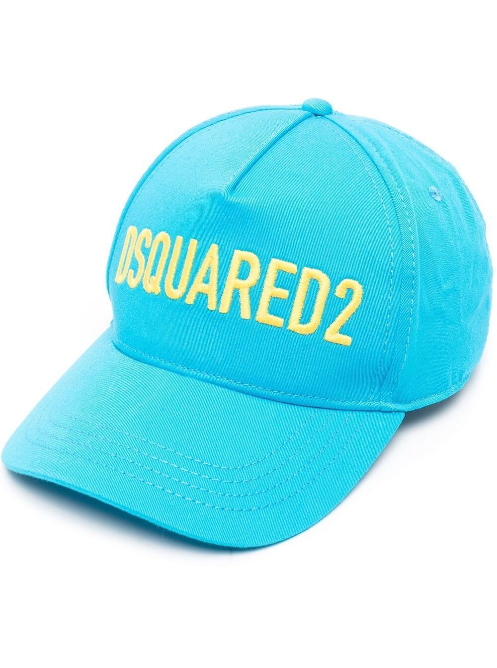 Shop Dsquared2 Blue Baseball Cap With Embroidered Logo In Cotton Man