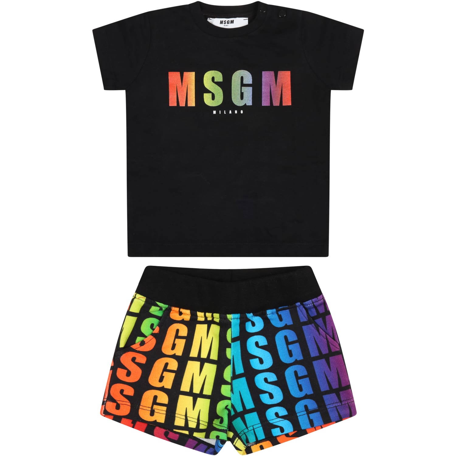 MSGM Black Suit For Baby Boy With Logos
