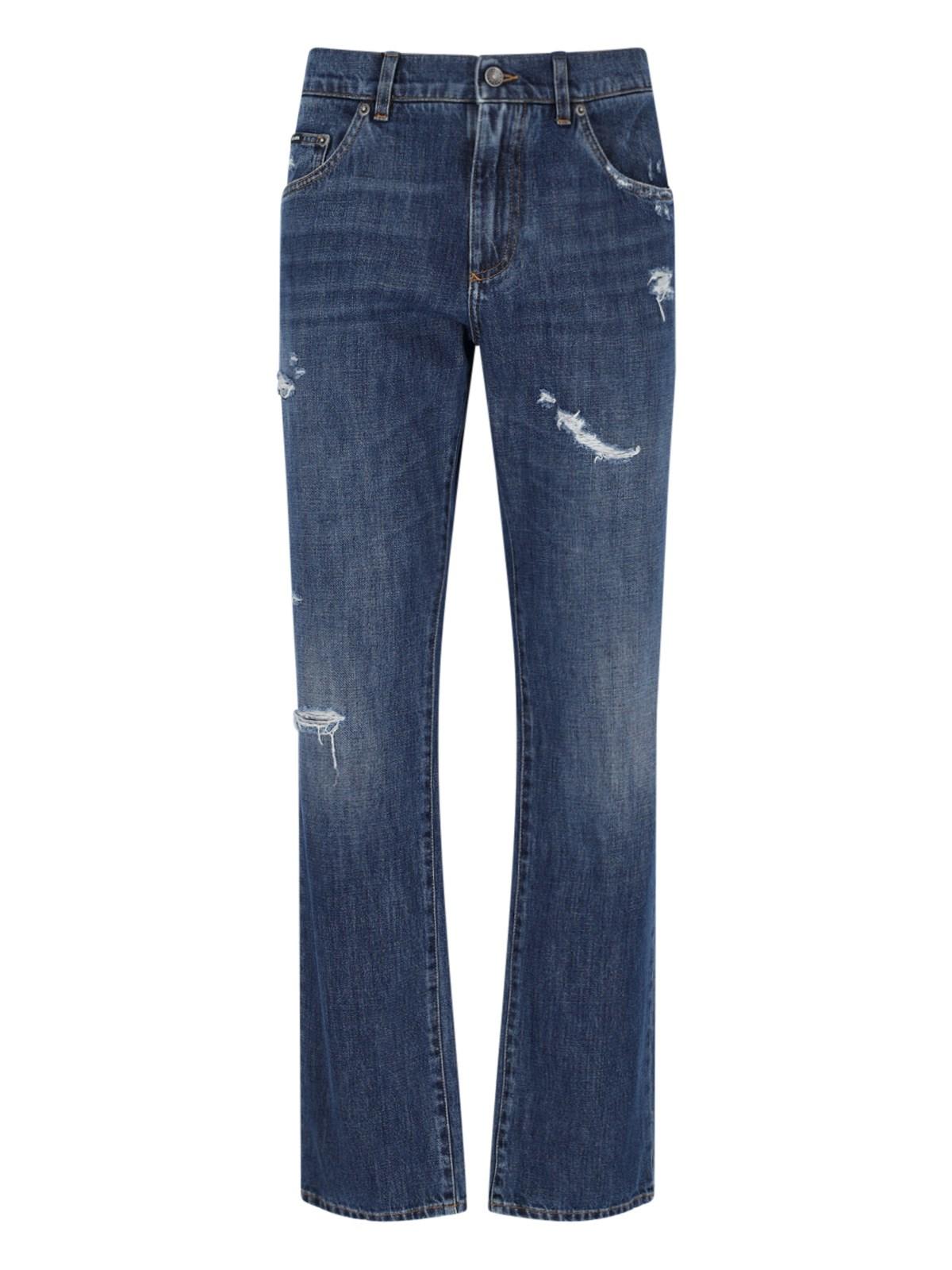 Shop Dolce & Gabbana Destroyed Jeans In Blu