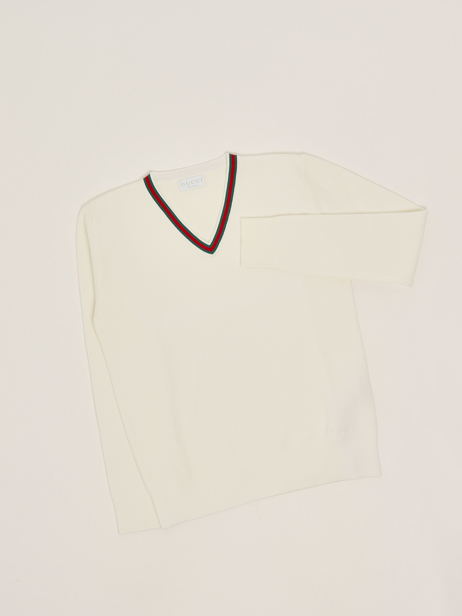 Gucci White Sweater For Kids With Web Detail In White