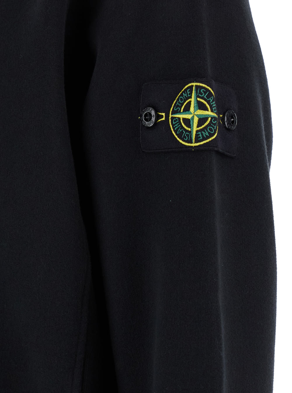 Shop Stone Island Black Crewneck Sweatshirt With Logo Patch In Cotton Man