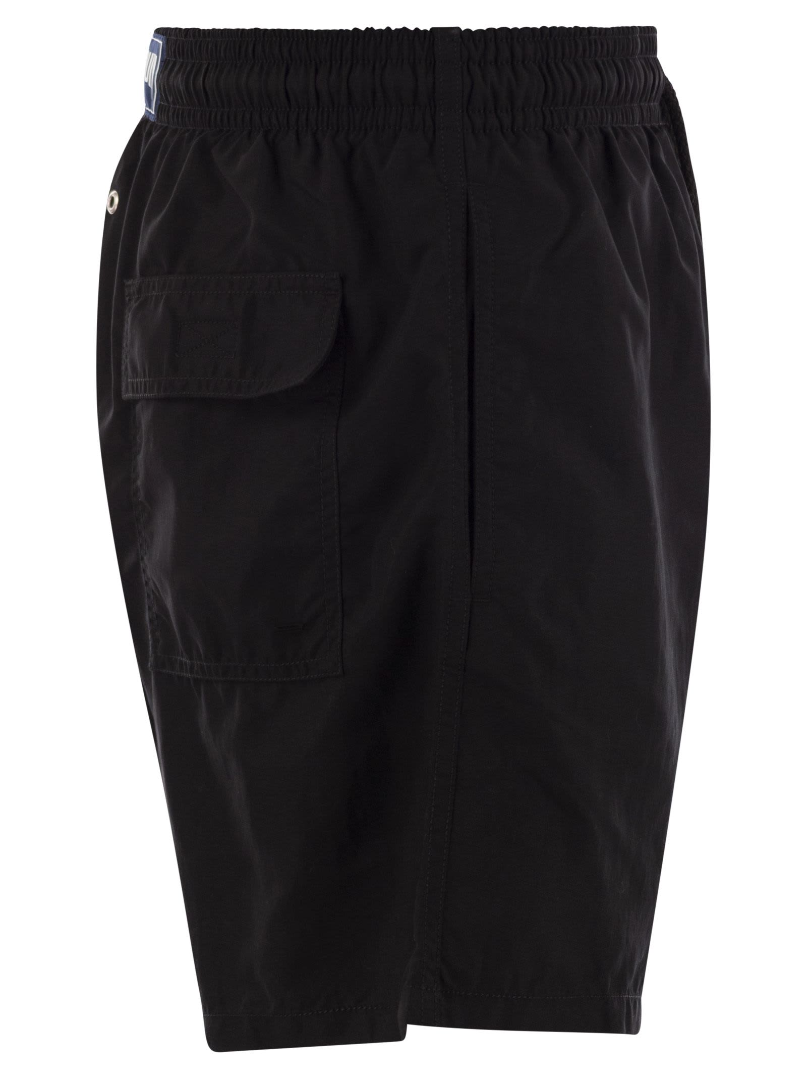 Shop Vilebrequin Plain-coloured Beach Shorts In Black