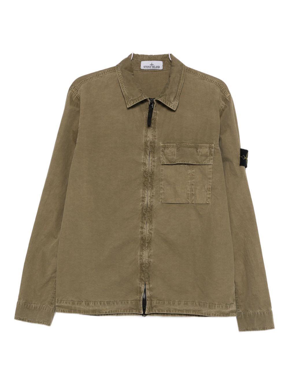 Stone Island Olive Green Cotton Shirt