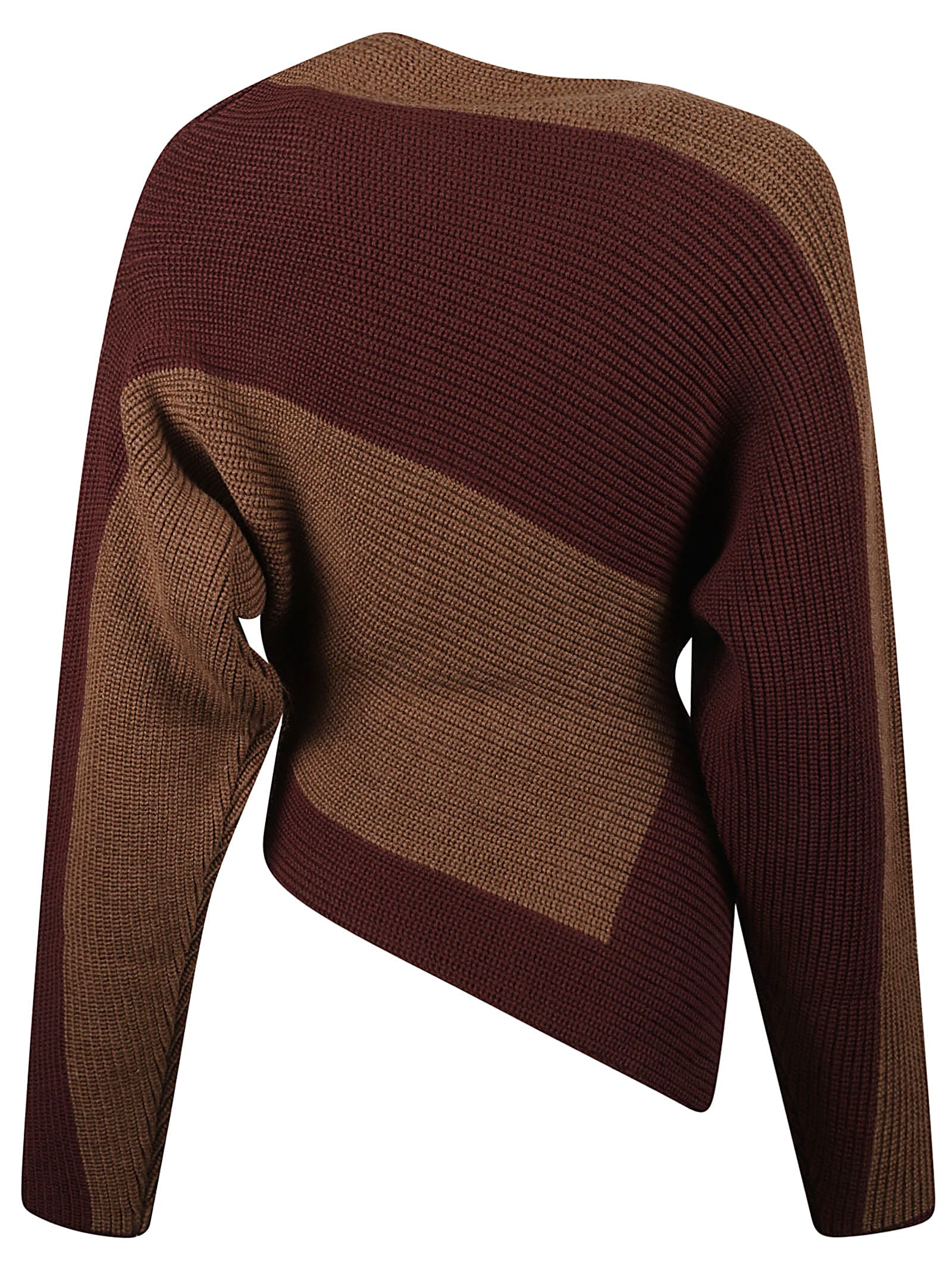 Shop Philosophy Di Lorenzo Serafini Asymmetric Patterned Sweater In Chocolate/bordeaux