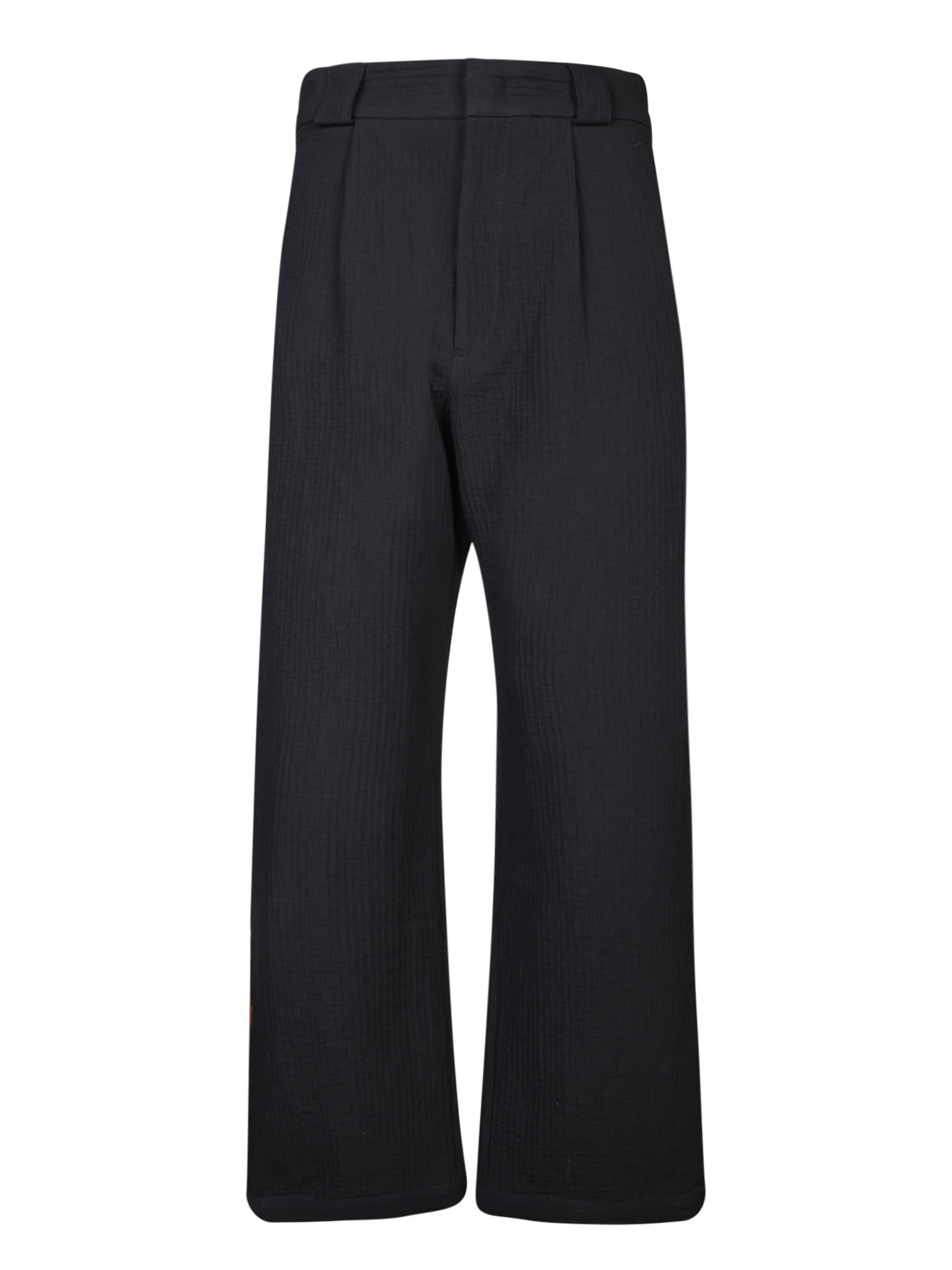 Shop Emporio Armani Ribbed Black Trousers