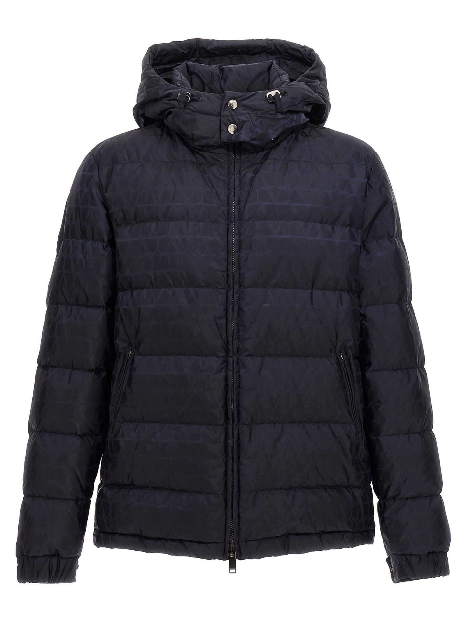 Shop Valentino Toile Iconographe Down Jacket In Blue