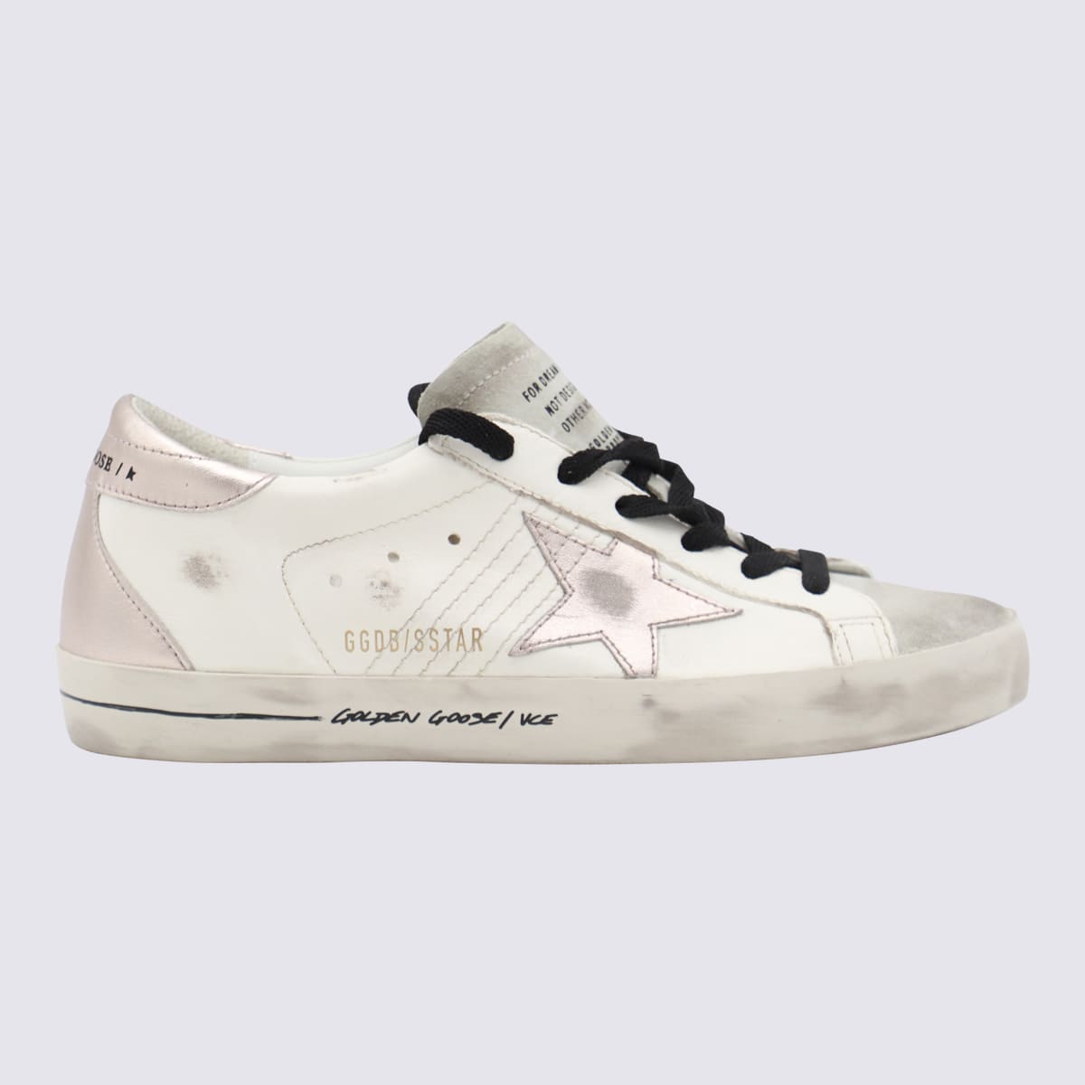 Shop Golden Goose White Leather Super Star Sneakers In White/quartz/ice