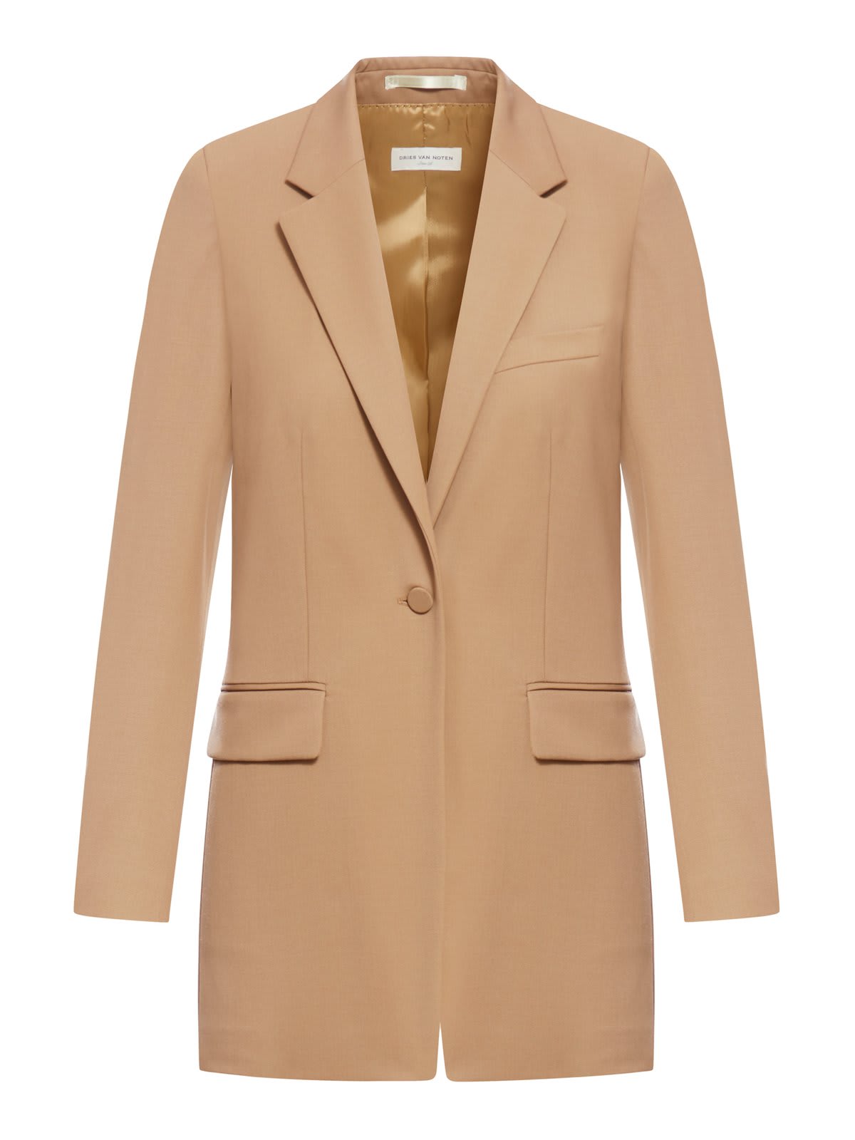 Shop Dries Van Noten Single Breasted Blazer In Tan