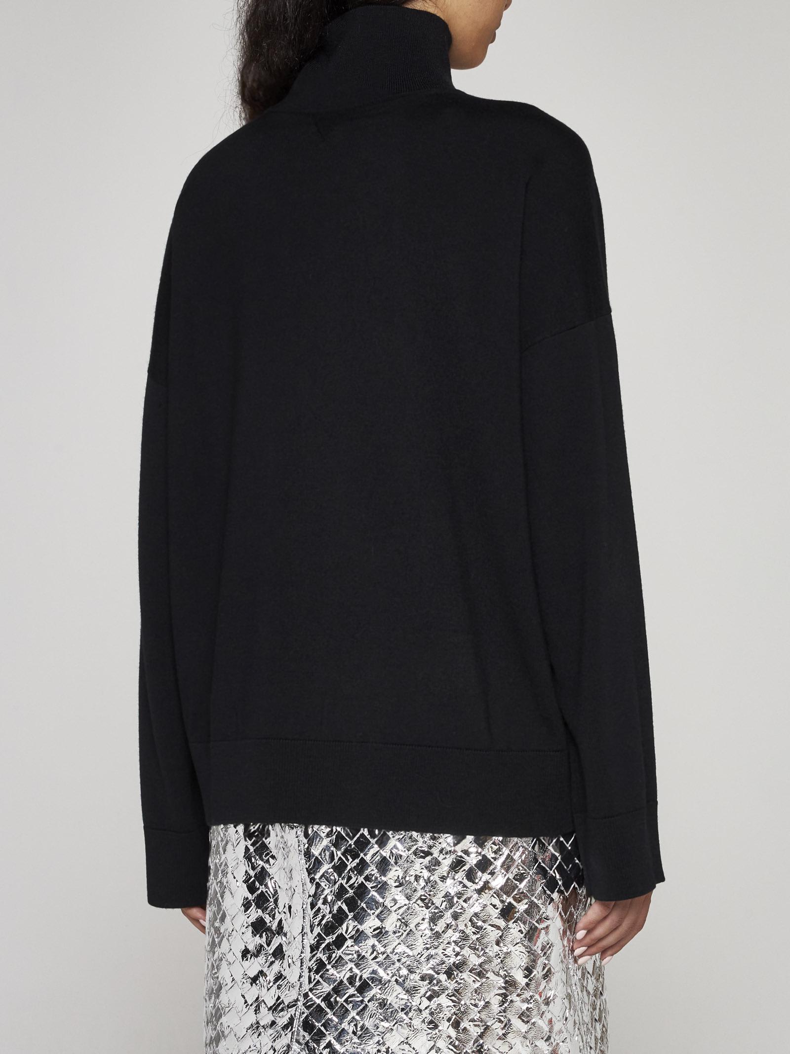 Bottega Veneta High Neck Knitted Jumper In Black