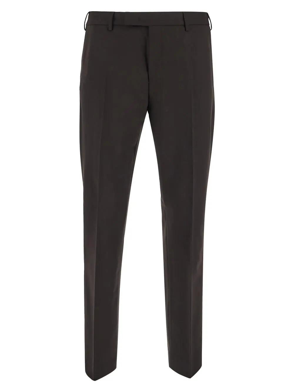 Shop Pt Torino Wool Trousers In Dark Brown