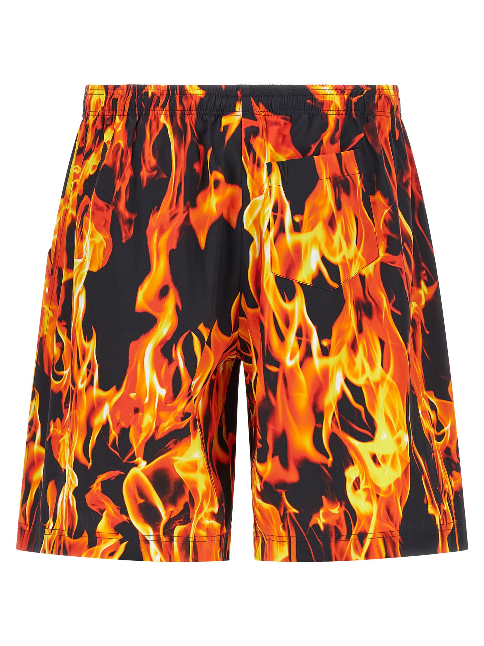 Vetements Multicolor Black & Orange Fire Bermuda Shorts In Multicolor