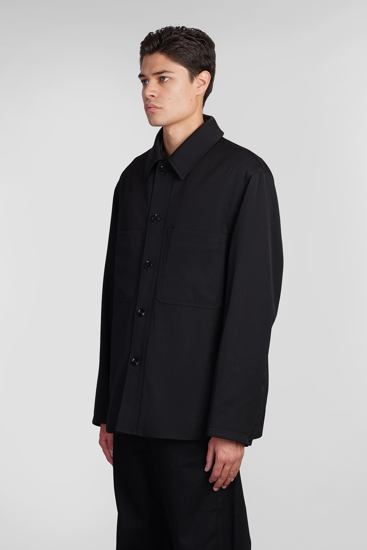 Shop Lemaire Shirt In Black Cotton