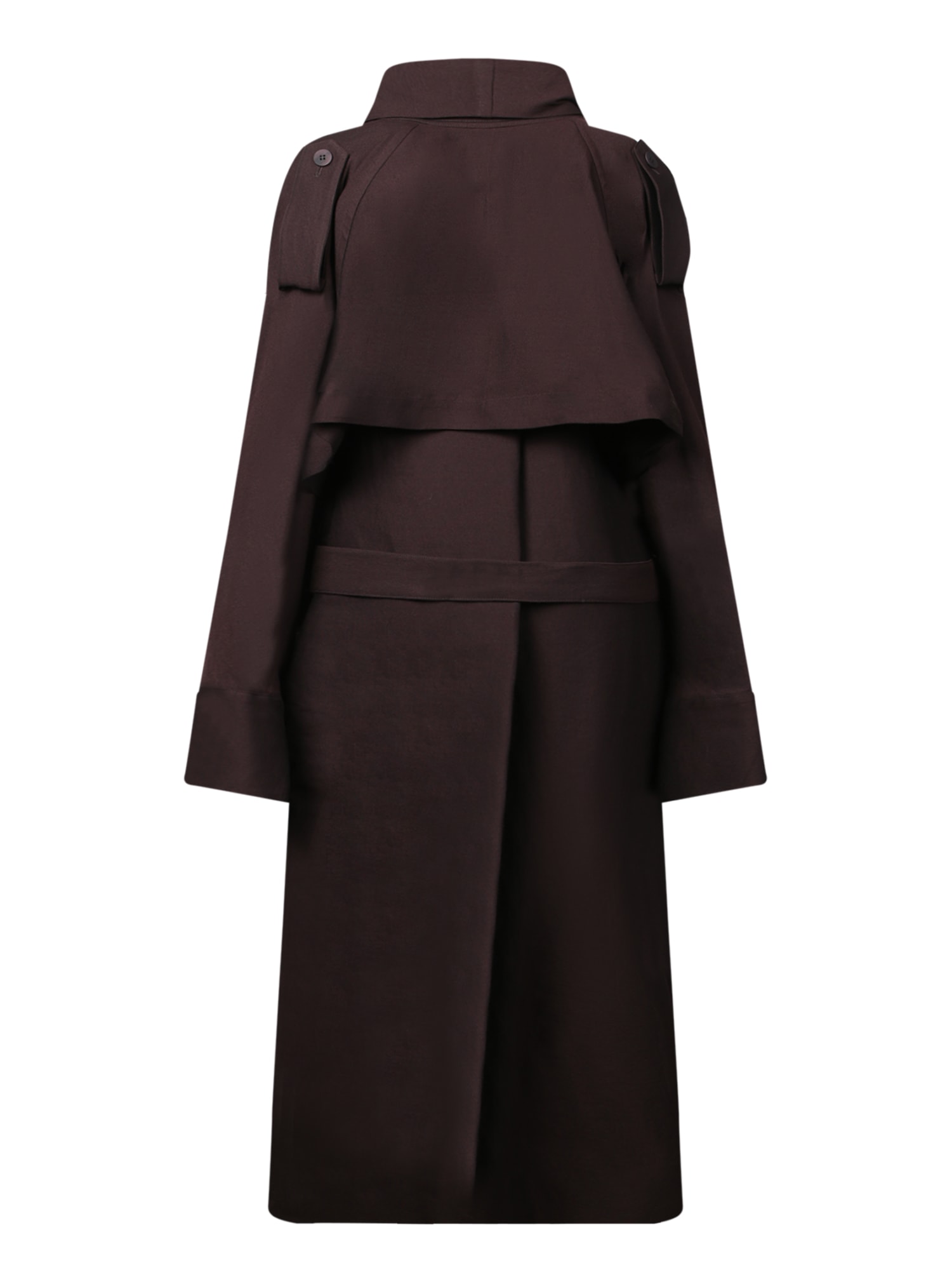 Shop Issey Miyake Long Washi Wool Coat In Brown In Bordeaux