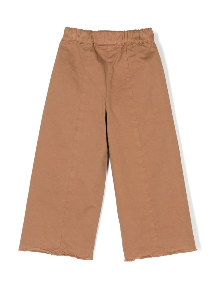 Shop Il Gufo Wide Leg Frayed Pants In Brown