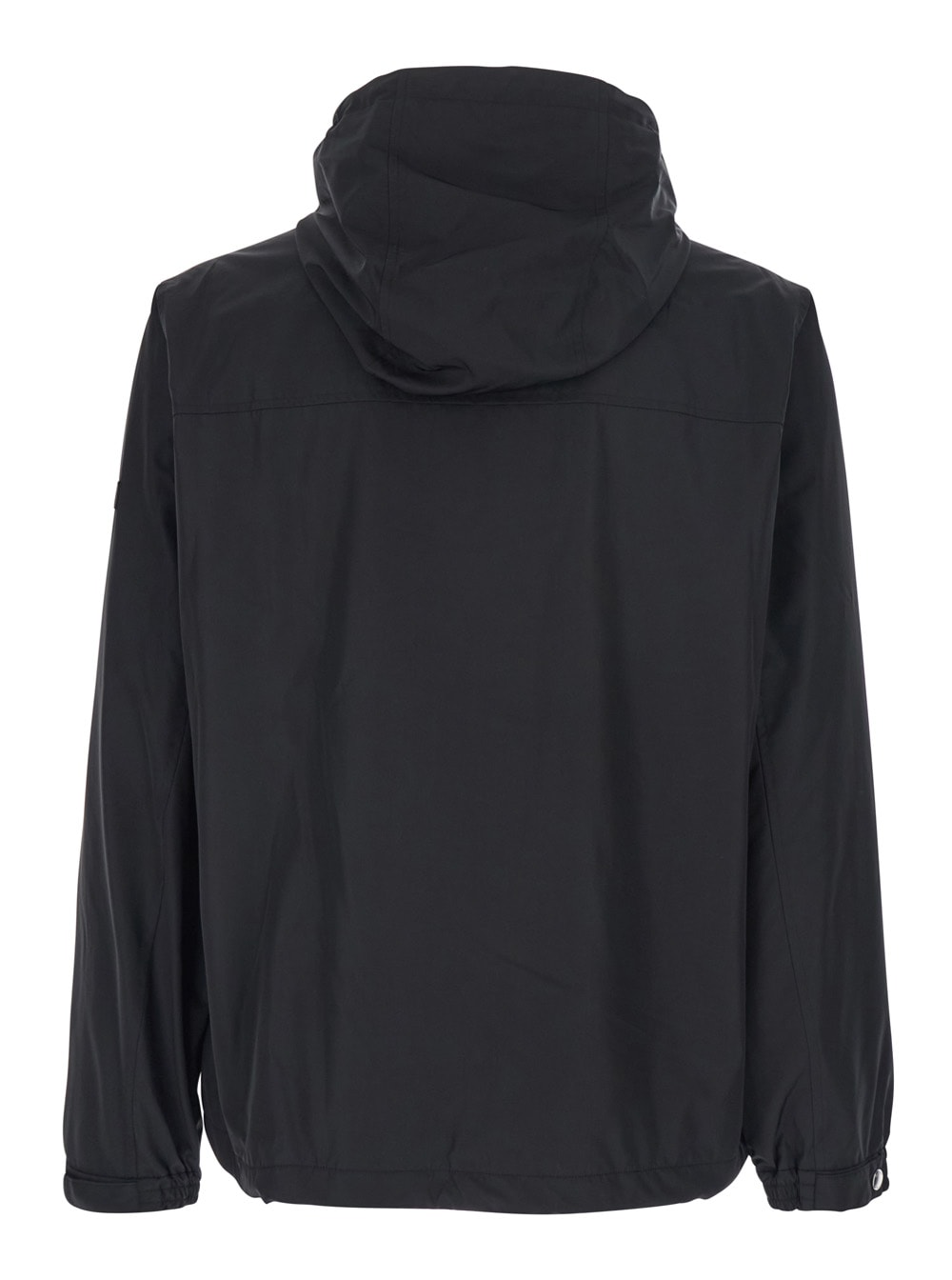 Tatras Black Jacket With Drawstring Hood And Logo Patch On The Sleeve In Tech Fabric Man In Black
