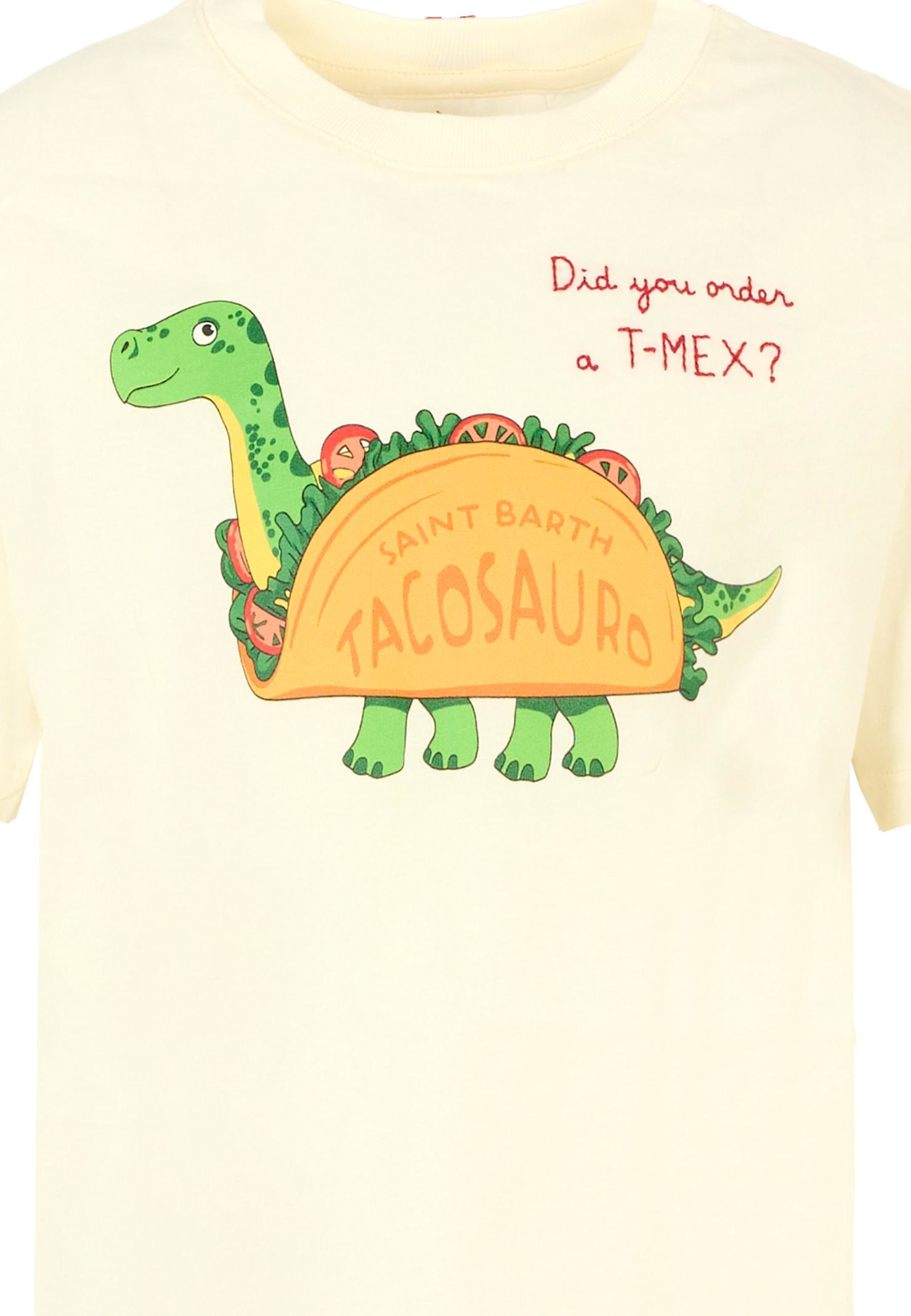 Mc2 Saint Barth Ivory T-shirt For Kids With Tacosauro In White
