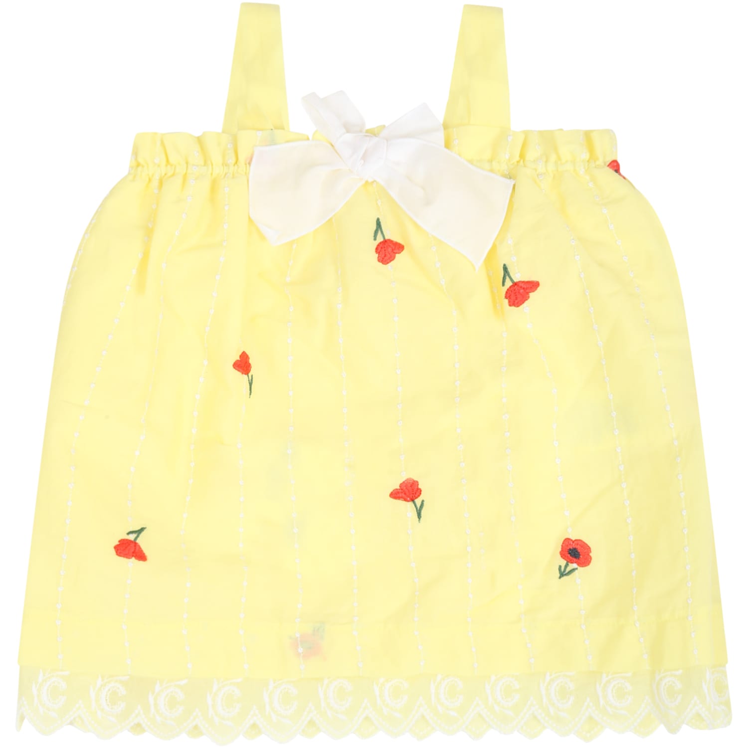 Chloé Yellow Dress For Babygirl With Roses