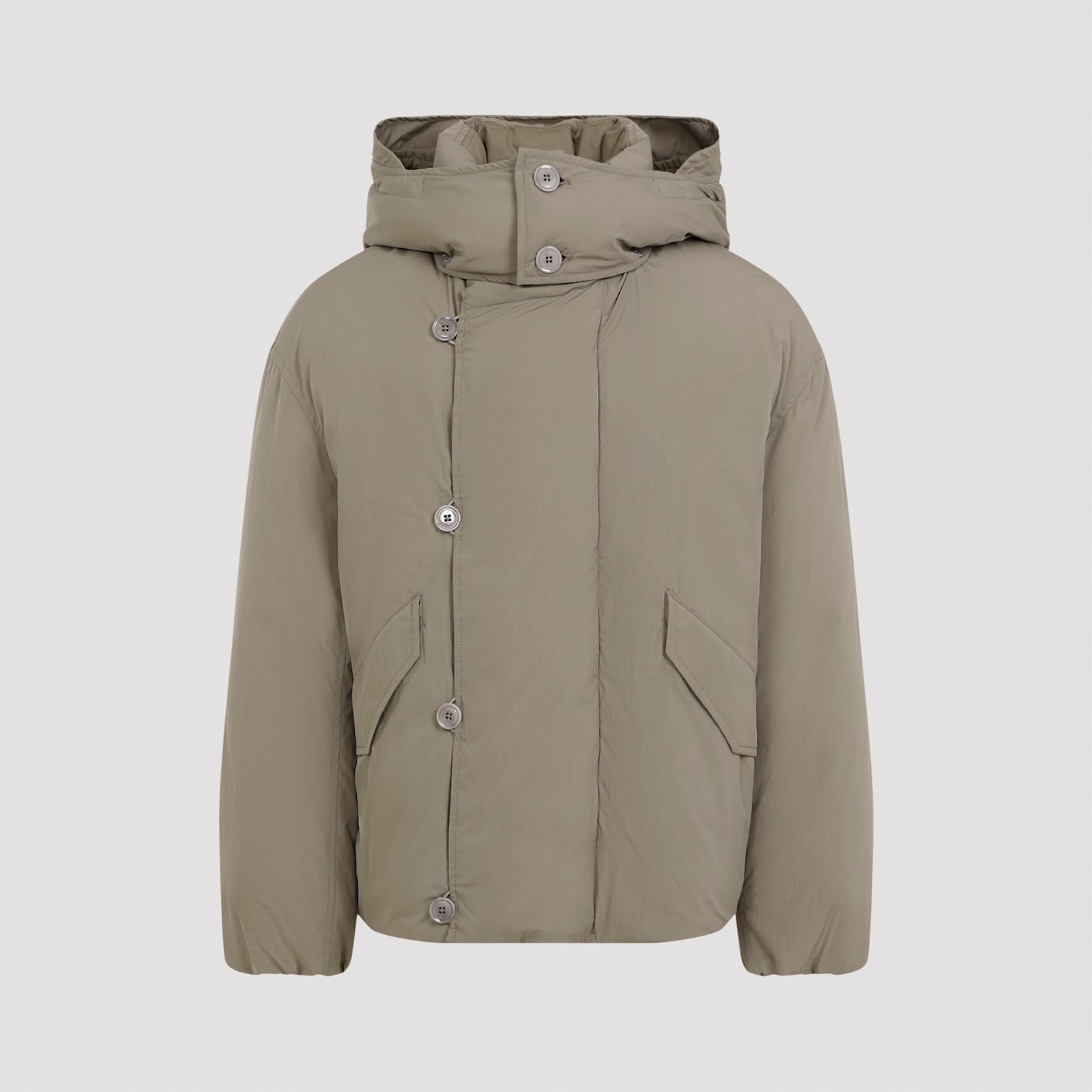 Shop Lemaire Hooded Puffer Blouson Jacket In Desert Sage