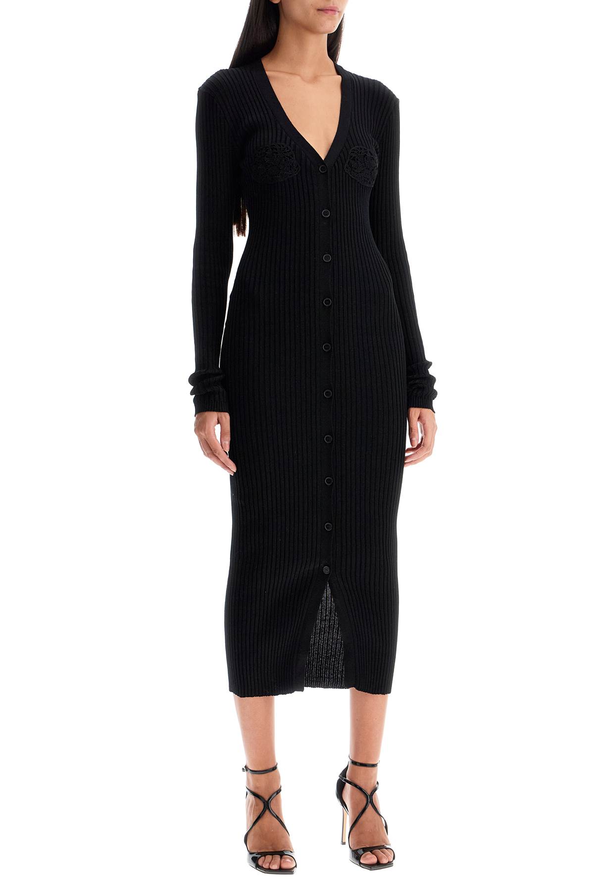 Shop Magda Butrym Crochet Cardigan Dress In Black (black)