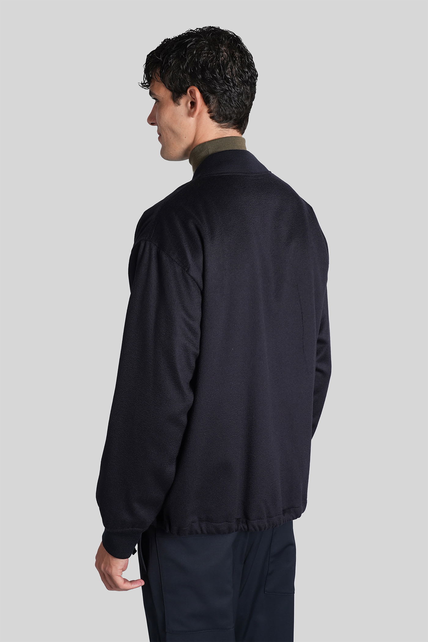 Barena Venezia Giare Bomber Jacket In Blue Wool In Blue