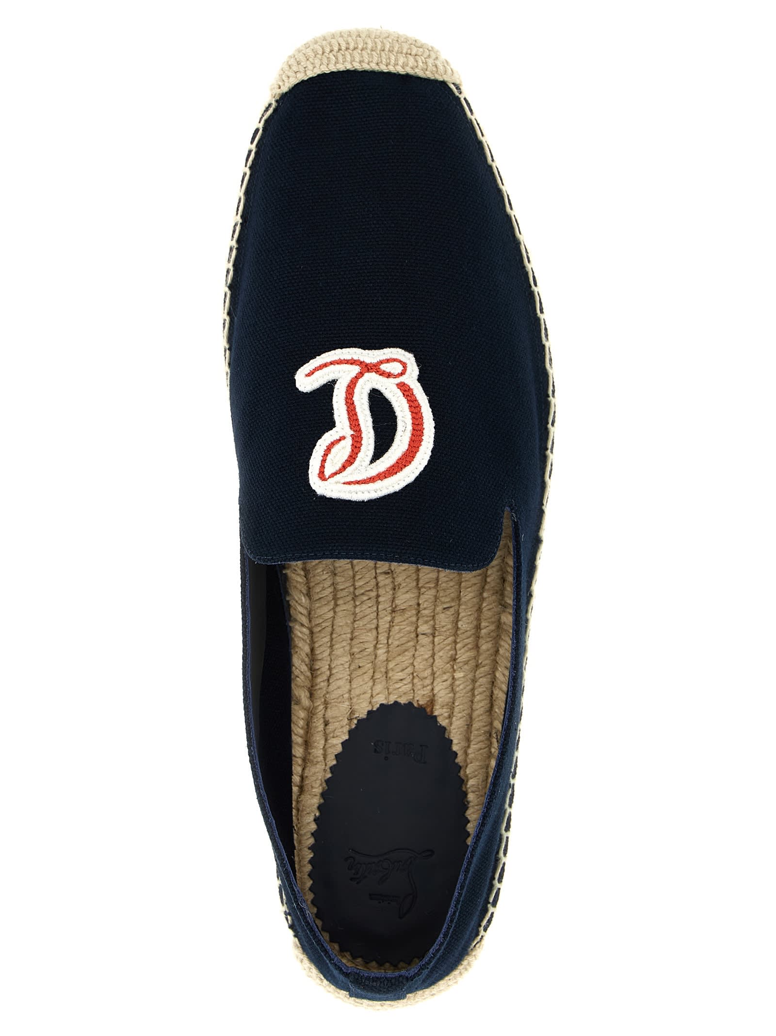 Christian Louboutin Loafers With Braided Sole And Embroidered Detail In Blue