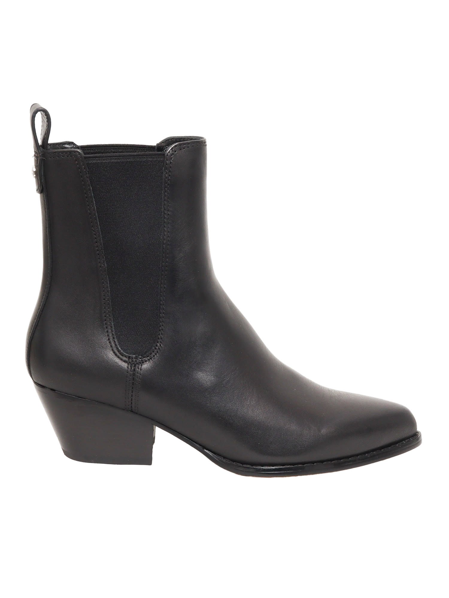 Michael Kors Women's Kinlee Pointed Toe Black Stretch Block Heel Booties In Black