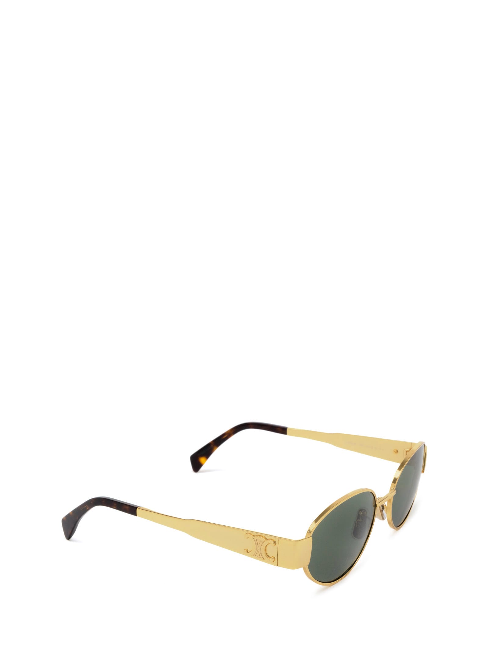 Celine Womens Gold Cl40235u Oval-frame Metal Sunglasses In Oro