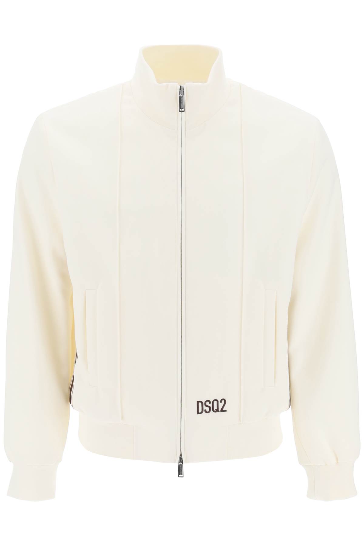 Shop Dsquared2 Sweatshirt With Striped Bands In Off White (white)