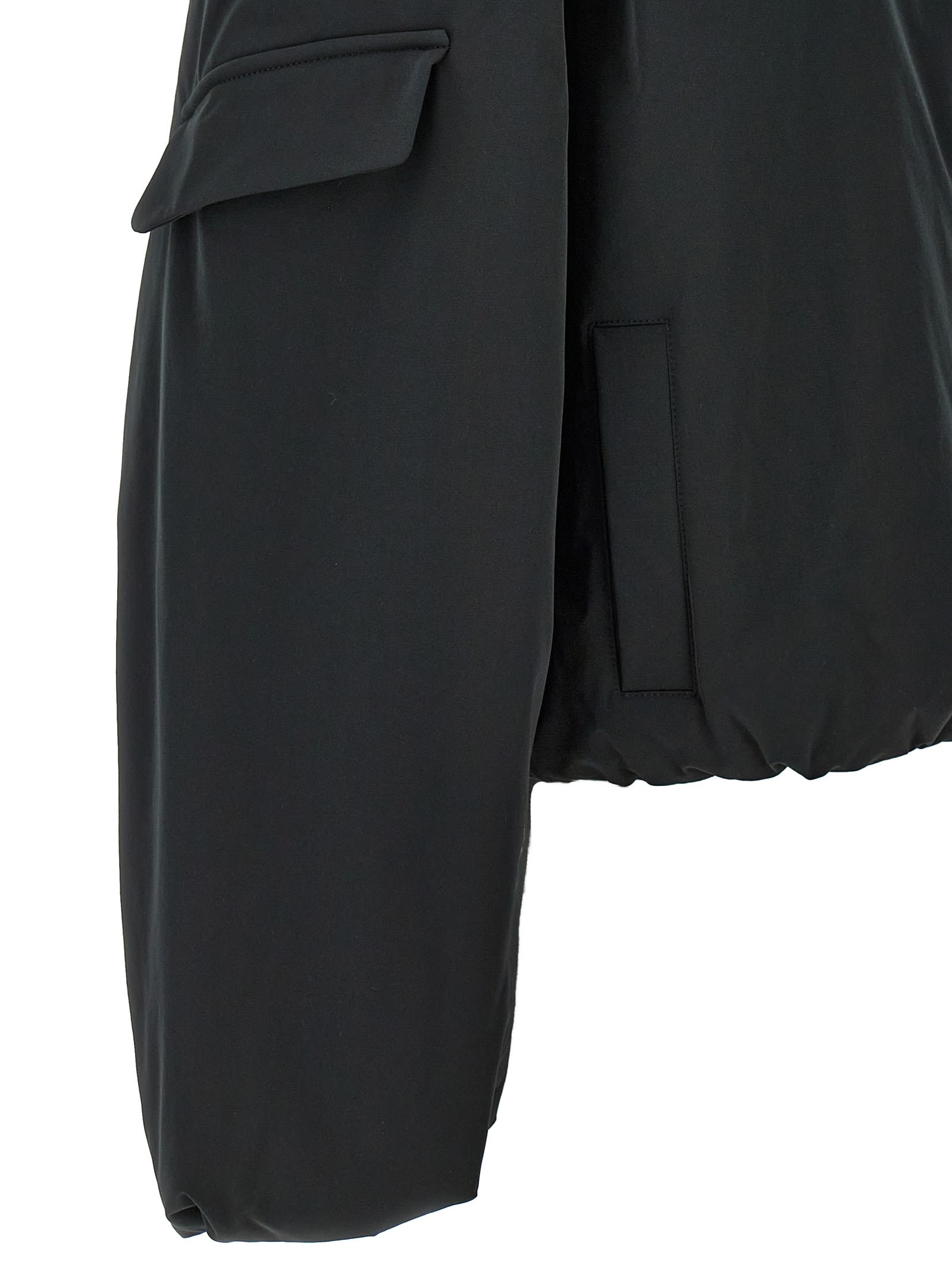 Ganni Light Twill Oversized Short Bomber Jacke In Black