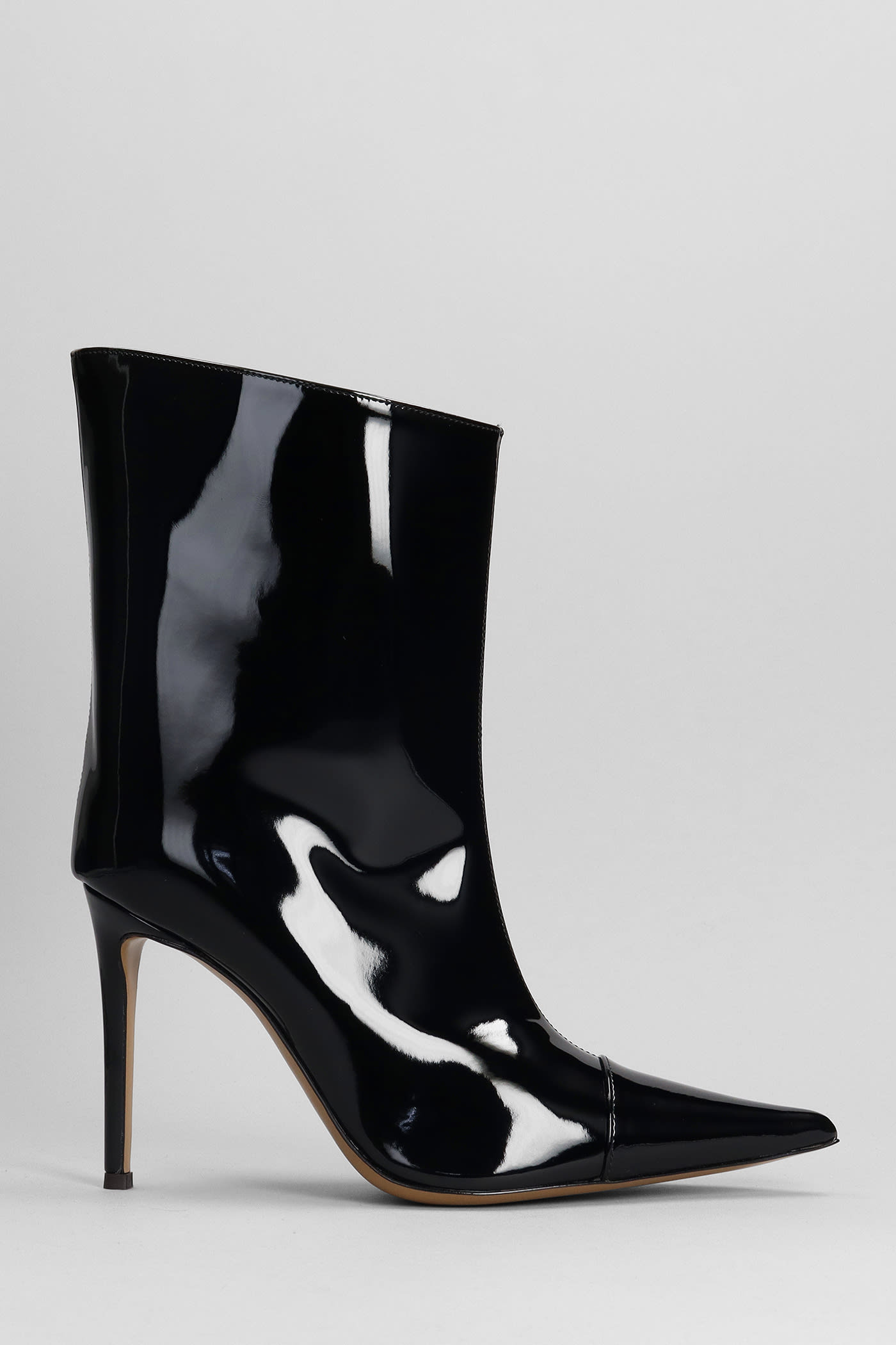 Alexandre Vauthier High Heels Ankle Boots In Black Patent Leather