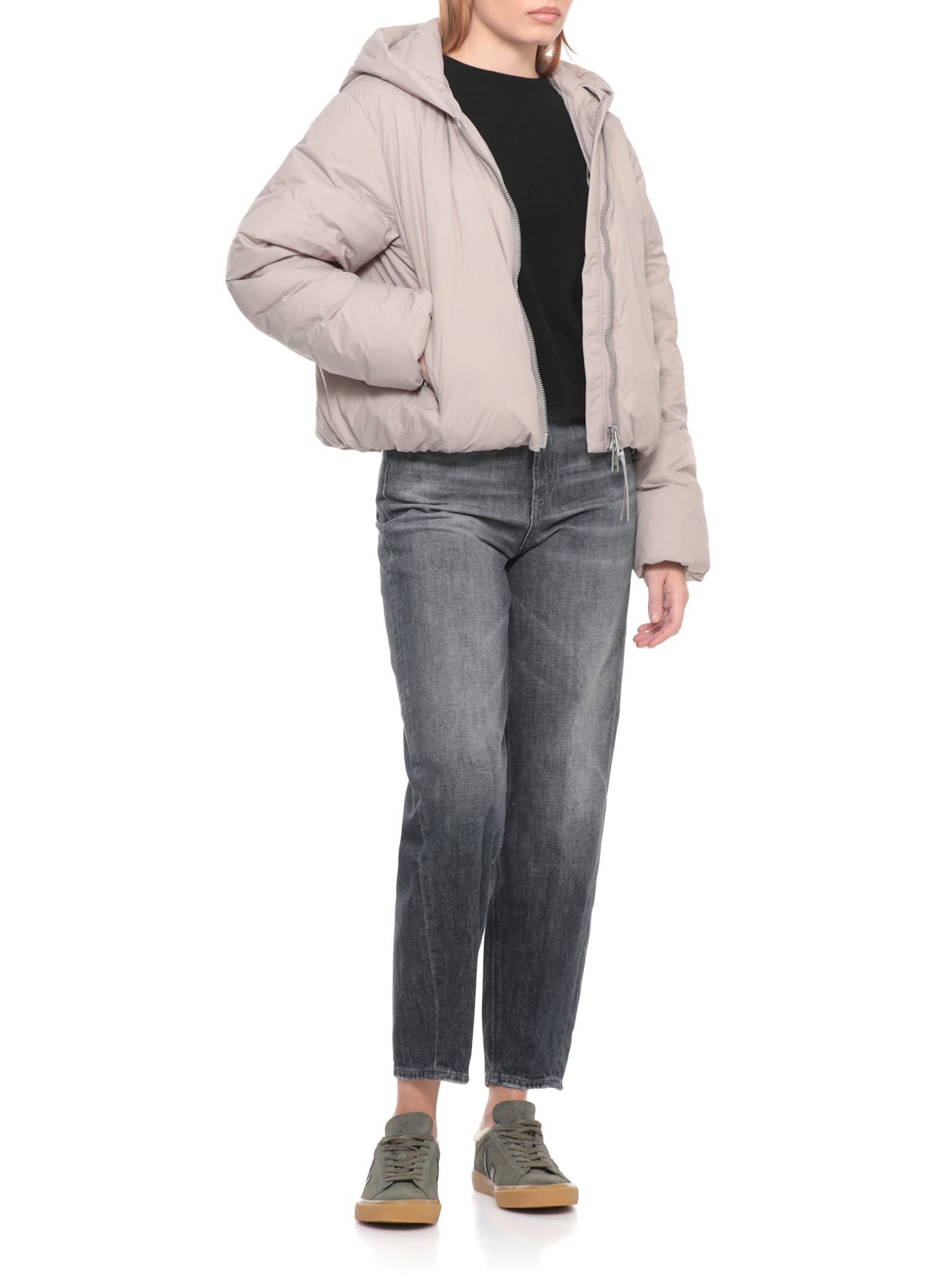 Canada Goose Lightweight Down Jacket With Hood And Pockets In Neutral