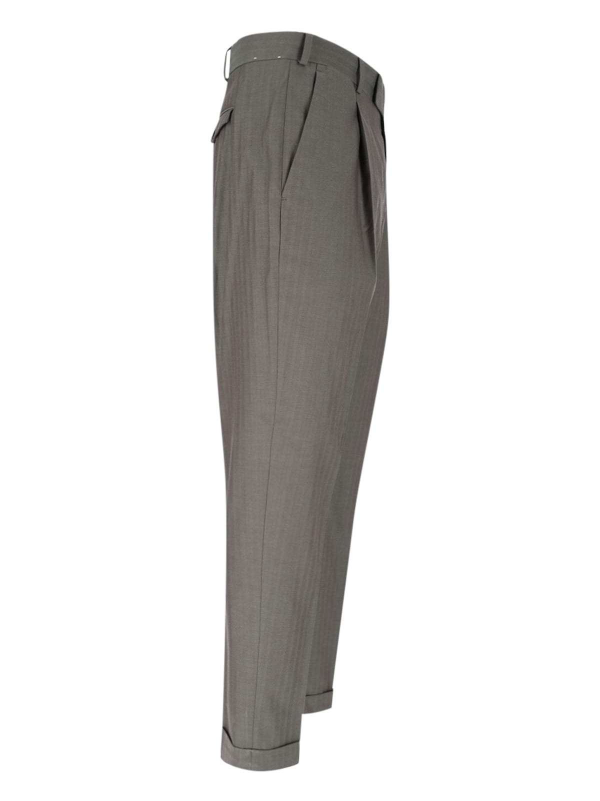 Pt Torino High-waisted Chino Pants With Tailored Detailing In Gray