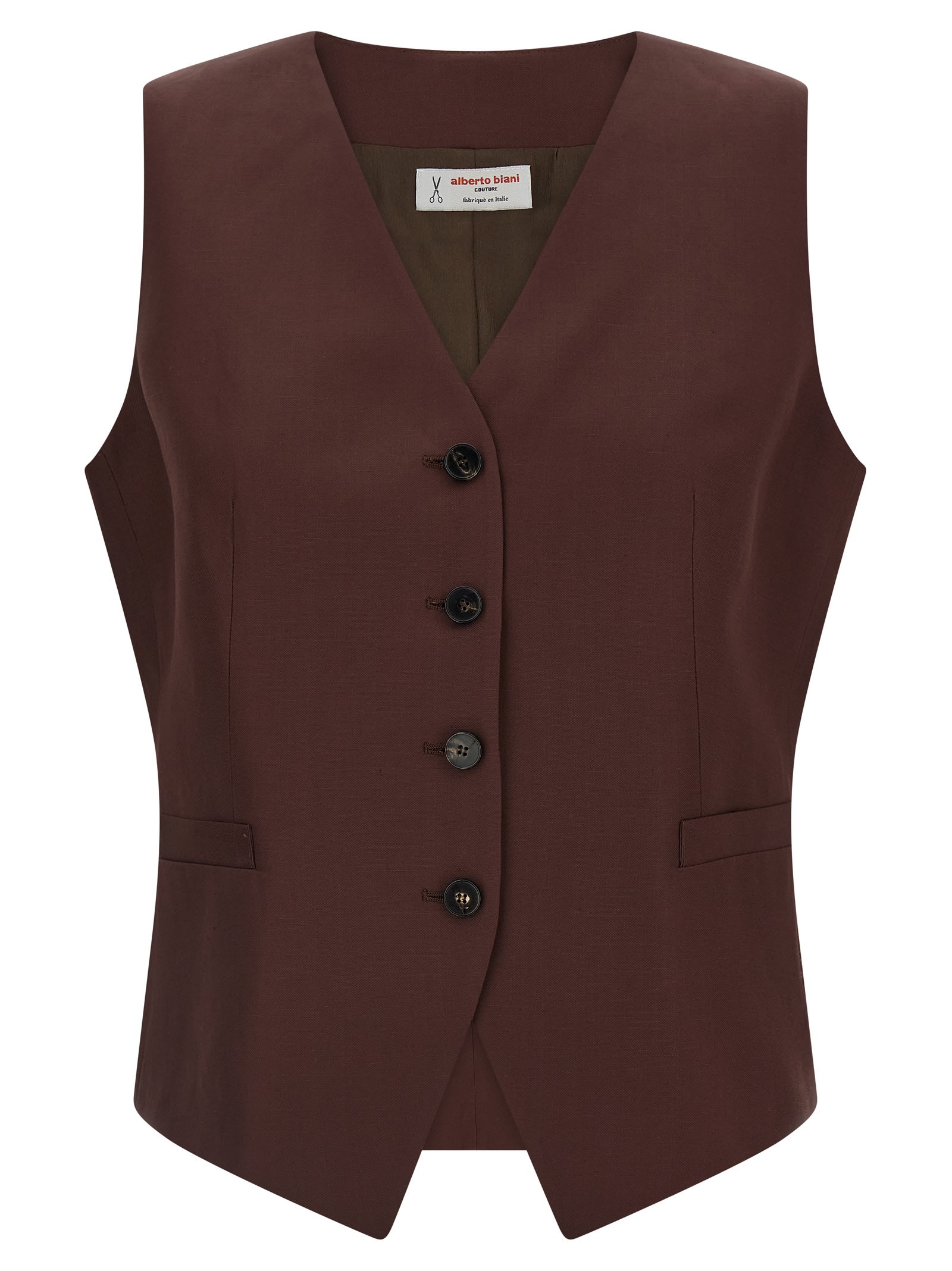 Alberto Biani Viscose And Linen Vest In Brown