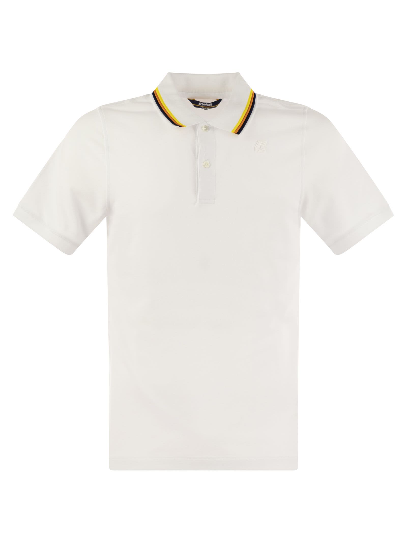 Shop K-way Jud - Short-sleeved Cotton Polo Shirt In White