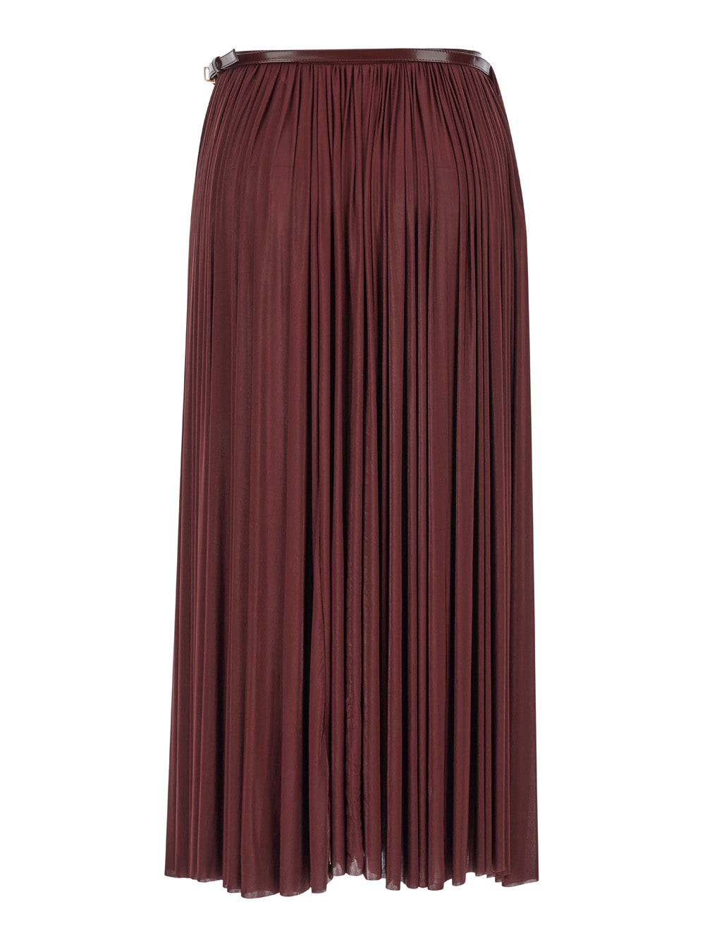 Shop Philosophy Di Lorenzo Serafini Long Bordeaux Pleated Skirt In Stretch Fabric Woman