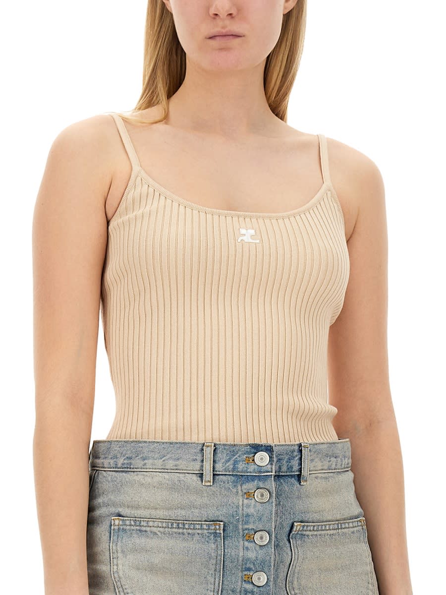 Shop Courrèges Knitted Tops. In Beige